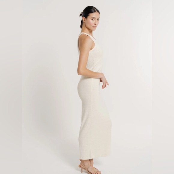 Laude the Label Jersey Knit Tank Dress - Ivory - 100% Silk Noil - Picture 6 of 8